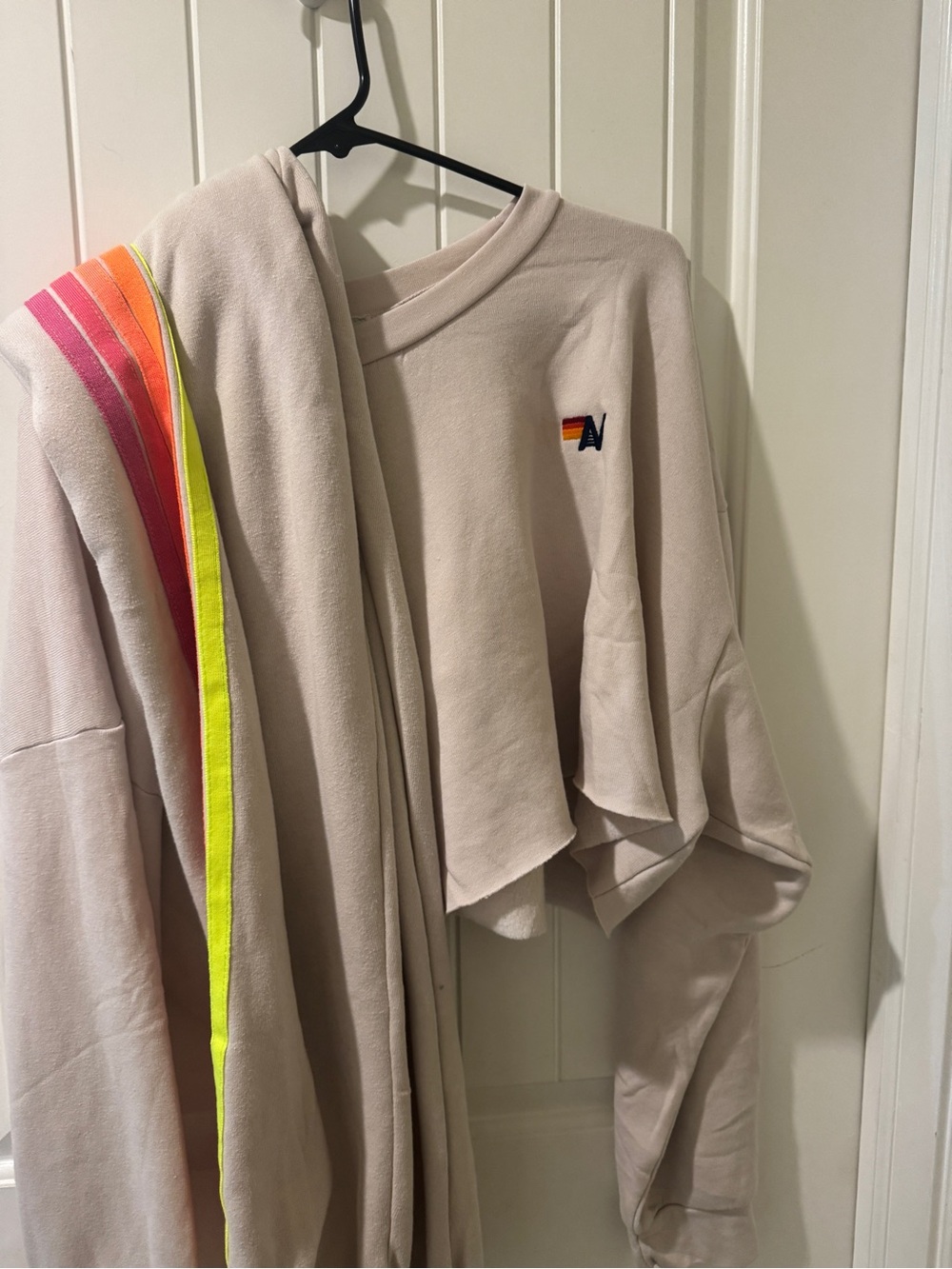 Aviator Nation Large Sweatpants and cropped Crew sweatshirt- Dove Color - Picture 5 of 7